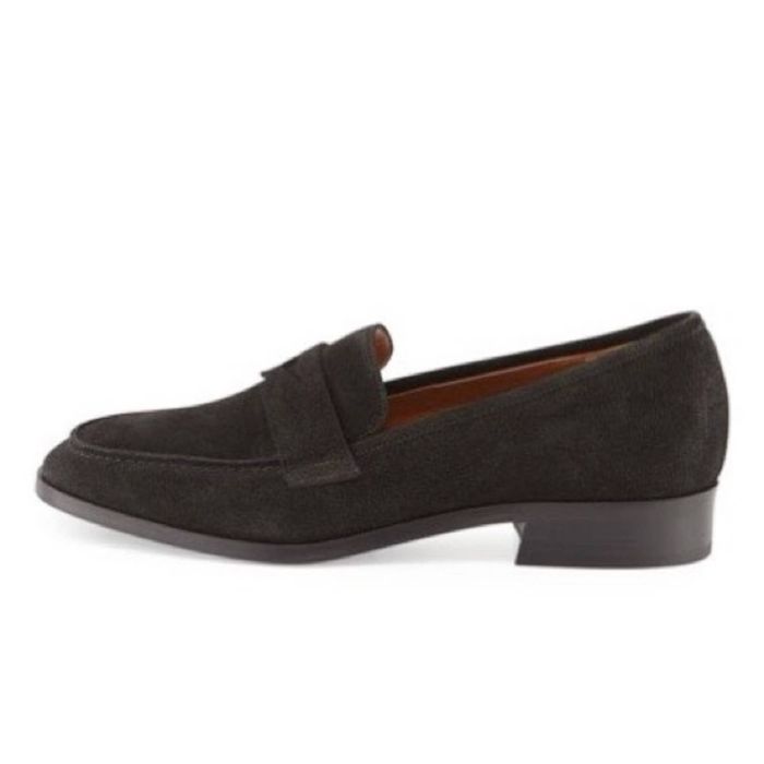 Aquatalia Aquatalia Sharon Black Embossed Suede Penny Loafer Grailed