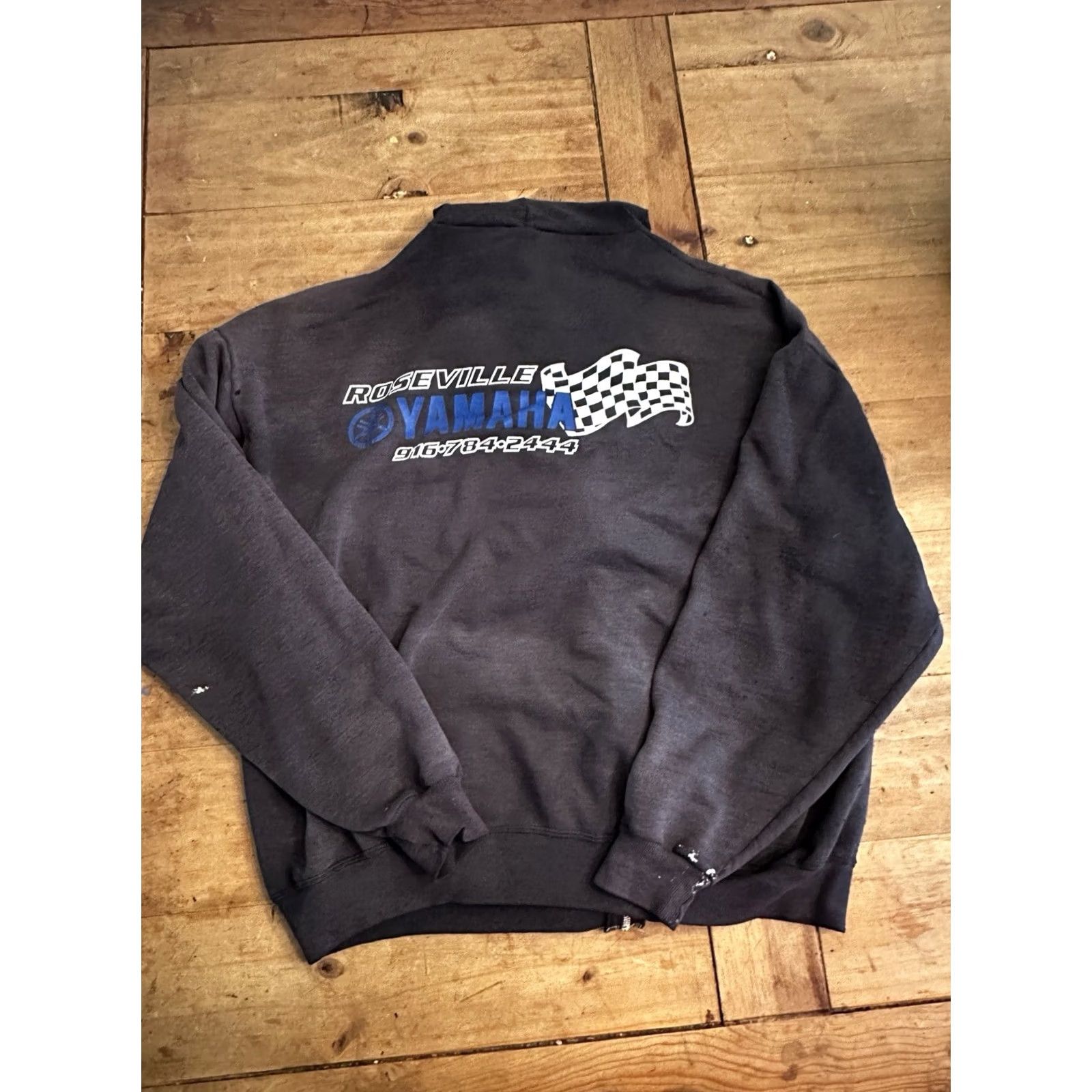 Yamaha VINTAGE Yamaha Racing Motocross Zip Hoodie XL Distressed Black Men Regular Full Zip XL Distressed Size US XL / EU 56 / 4 - 6 Thumbnail