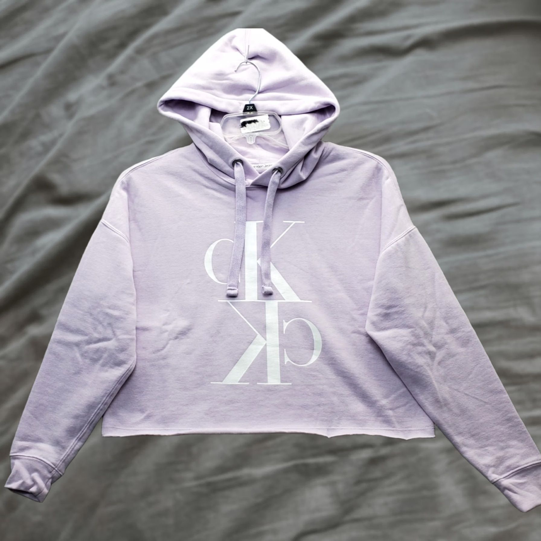 Calvin Klein Calvin Klein Hoodie Womens XS Purple Cropped Fleece Lined Pullover Drawstring Pullover Shirt Size XS / US 0-2 / IT 36-38 - 1 Thumbnail