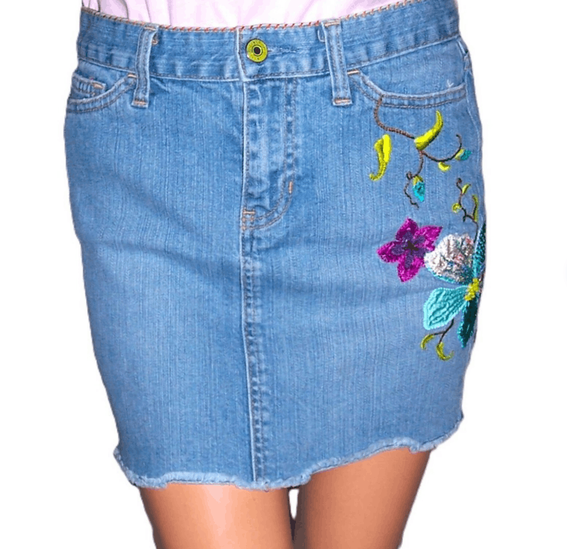 Gap Gap Jeans Embroidered Floral Skirt 2 Size 28" / US 6 / IT 42 - 1 Thumbnail