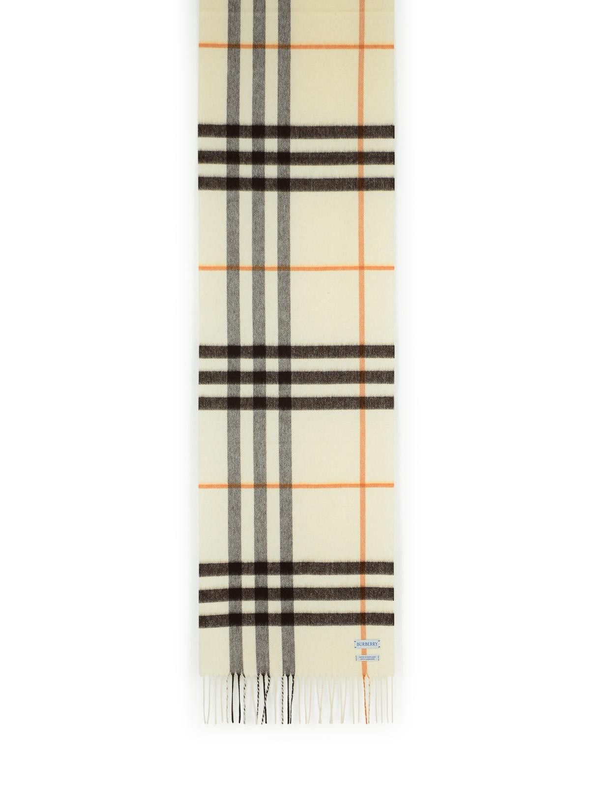 Burberry BURBERRY 'Mu Giant Check' White Cashmere Scarf Size ONE SIZE - 1 Thumbnail