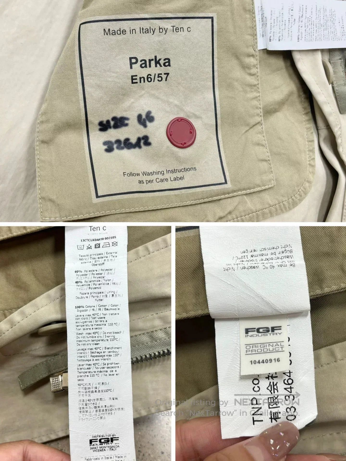 Ten C TEN C Parka Fish Tail Coat in Beige. Size US XL / EU 56 / 4 - 4 Thumbnail