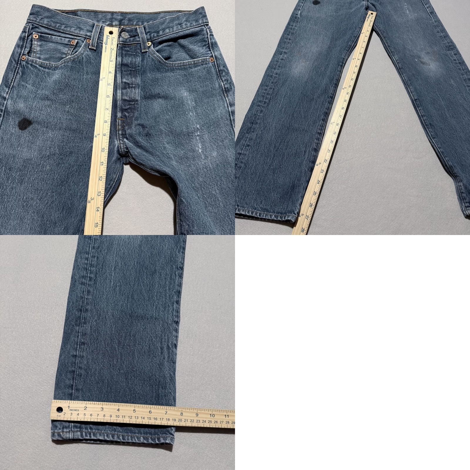 Levi's Levi’s 501 Jeans Mens Blue Denim Mid Rise Straight Button Fly - 29x27.5 Size US 29 - 9 Thumbnail