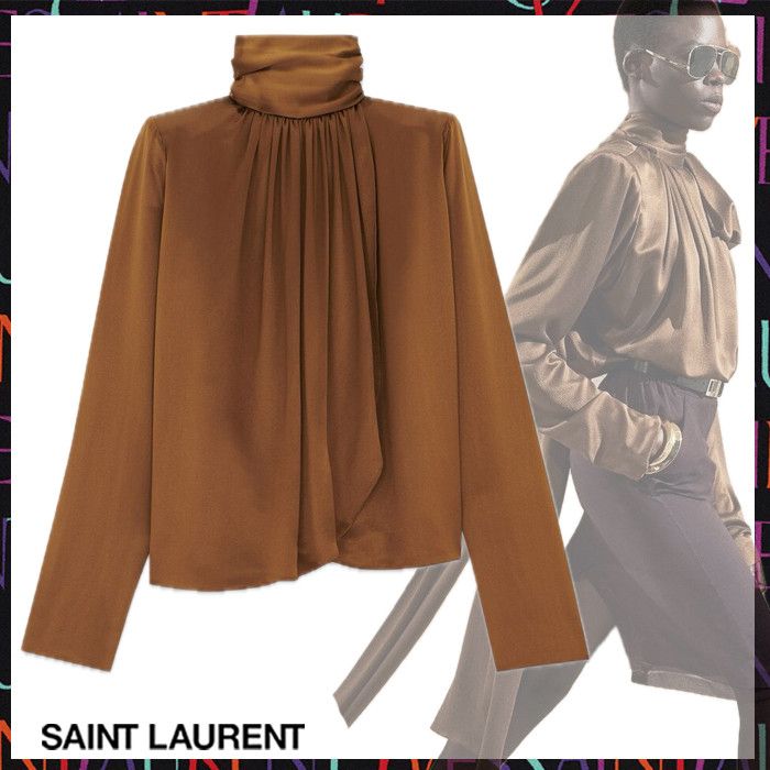 Saint Laurent Paris o1tp1o0125 Blouses in Brown Size XXS / US 00 / IT 34 - 4 Thumbnail