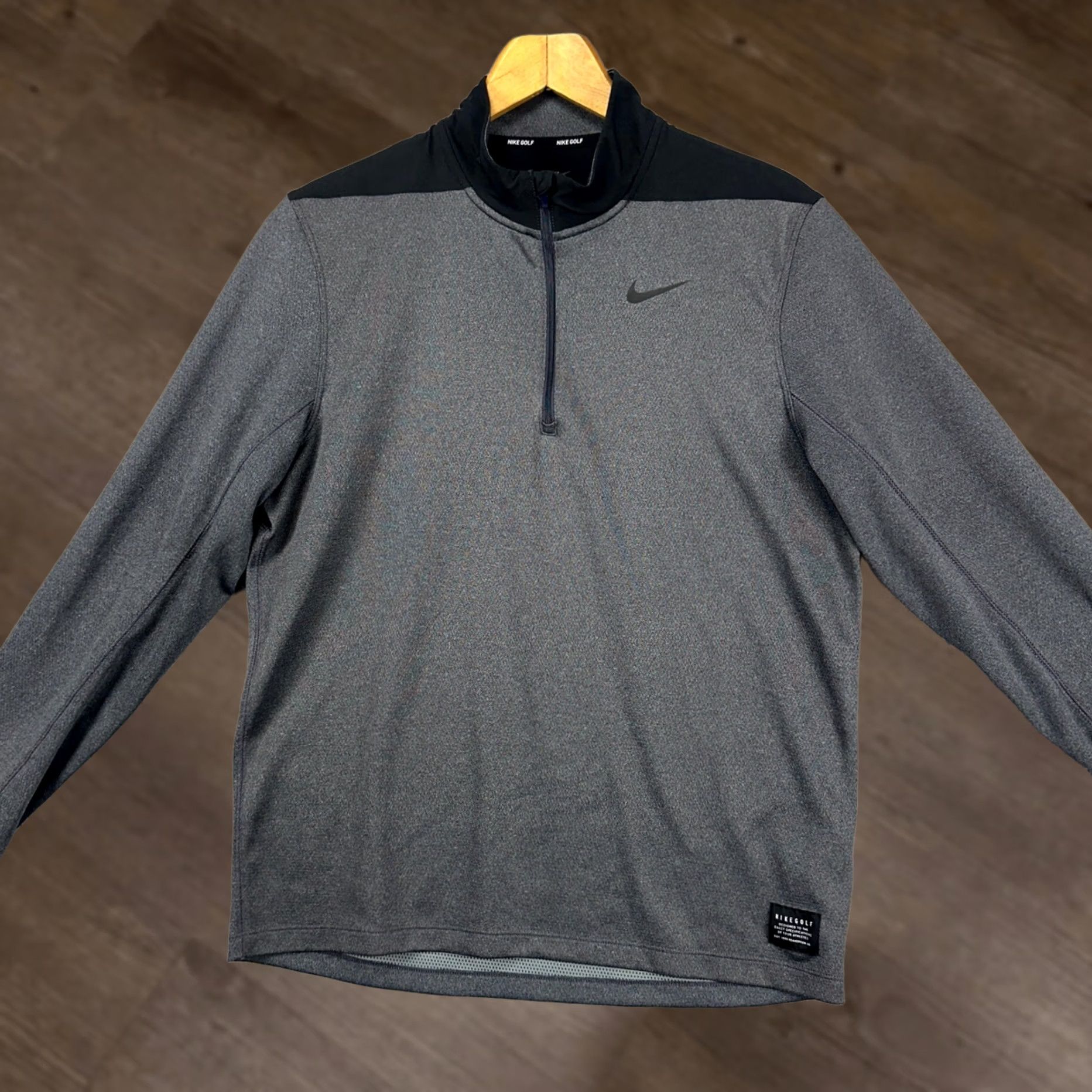 Nike Nike Dri-FIT Mens Pullover Shirt 1/4 Zip Colorblock Grey Black Long Sleeve Mock Neck Athletic Sport Casual Shirt Size US M / EU 48-50 / 2 - 1 Thumbnail