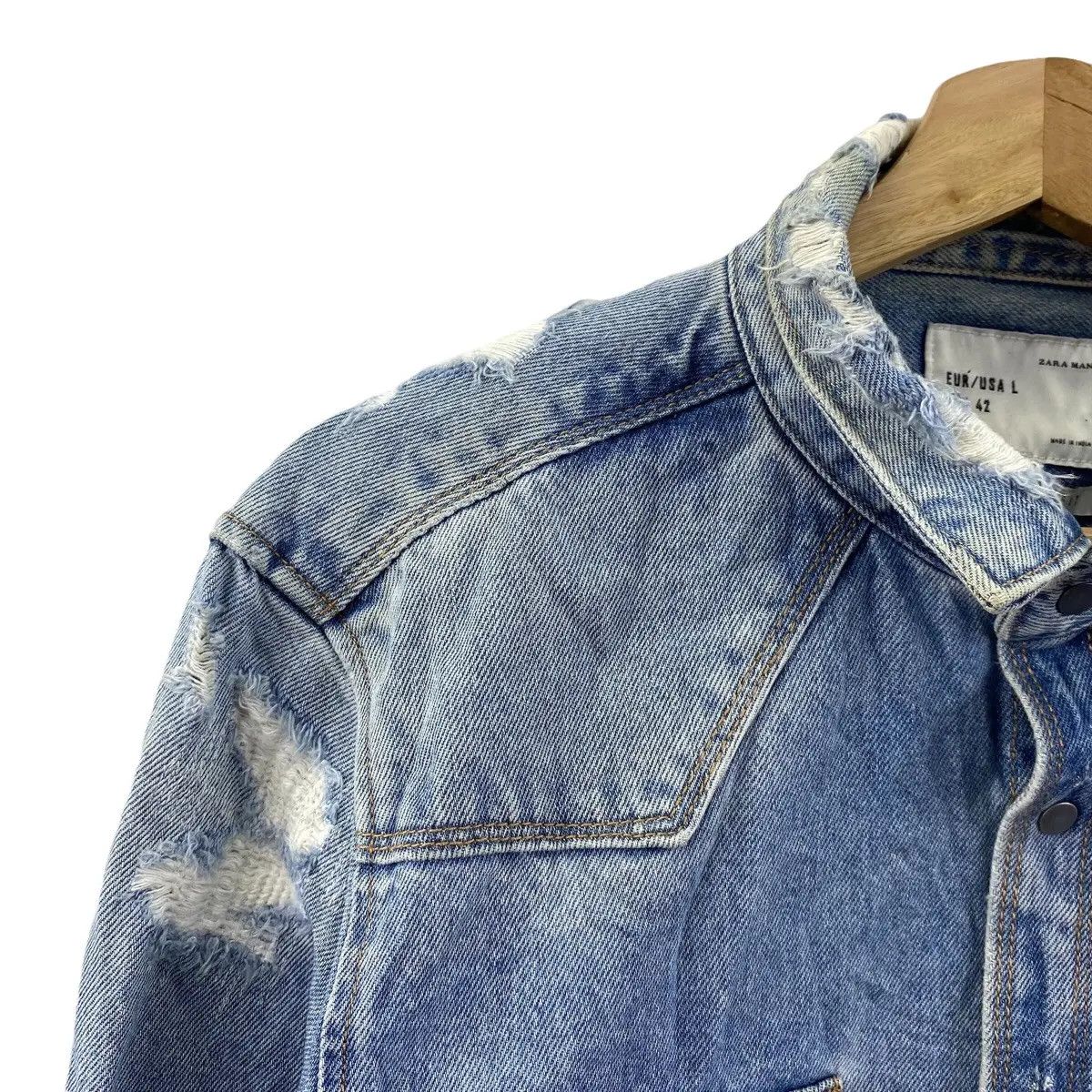 Zara Vtg ZARA MAN Relaxed Fit Distress Jeans Denim Jacket Size US L / EU 52-54 / 3 - 5 Thumbnail