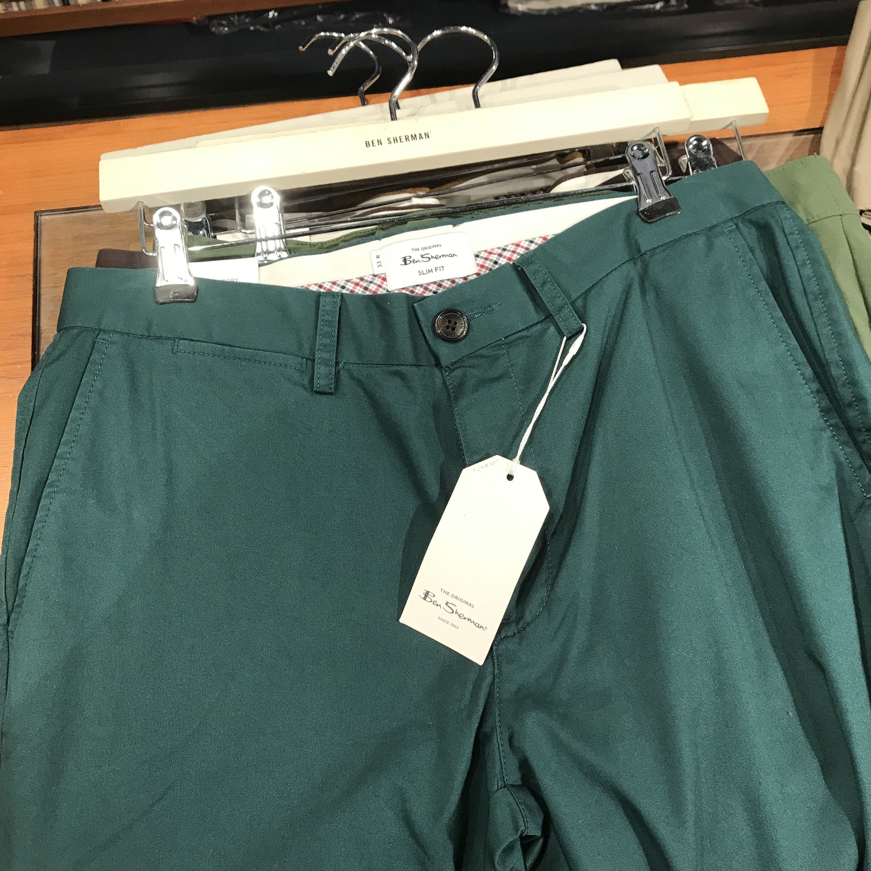 Ben Sherman Ben Sherman Classic Chinos Khaki Emerald Ocean Green Size US 33 - 5 Thumbnail