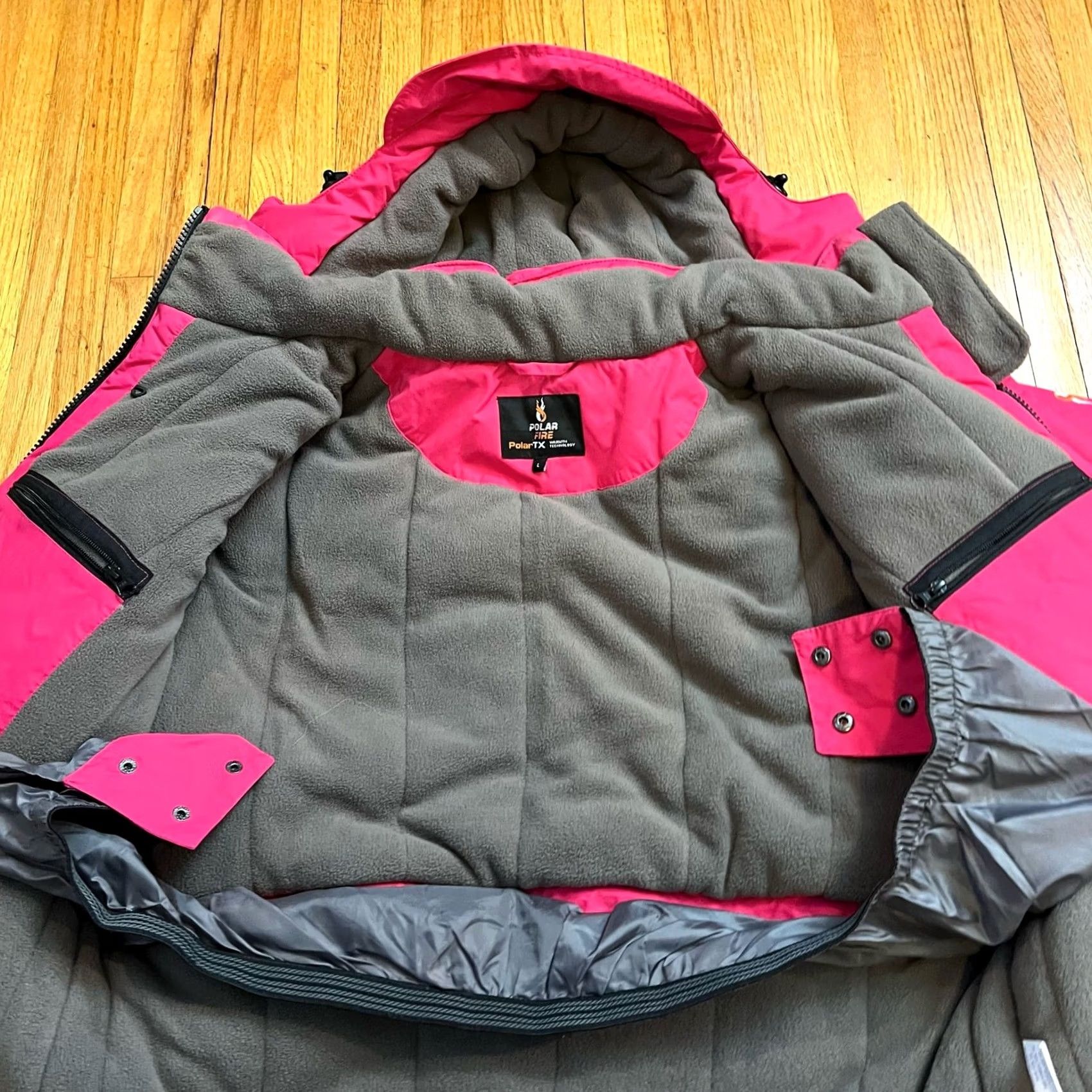 Vintage Polar Fire Coat Large Hooded Thick Winter Jacket Pink Ski Womens Size L / US 10 / IT 46 - 6 Thumbnail