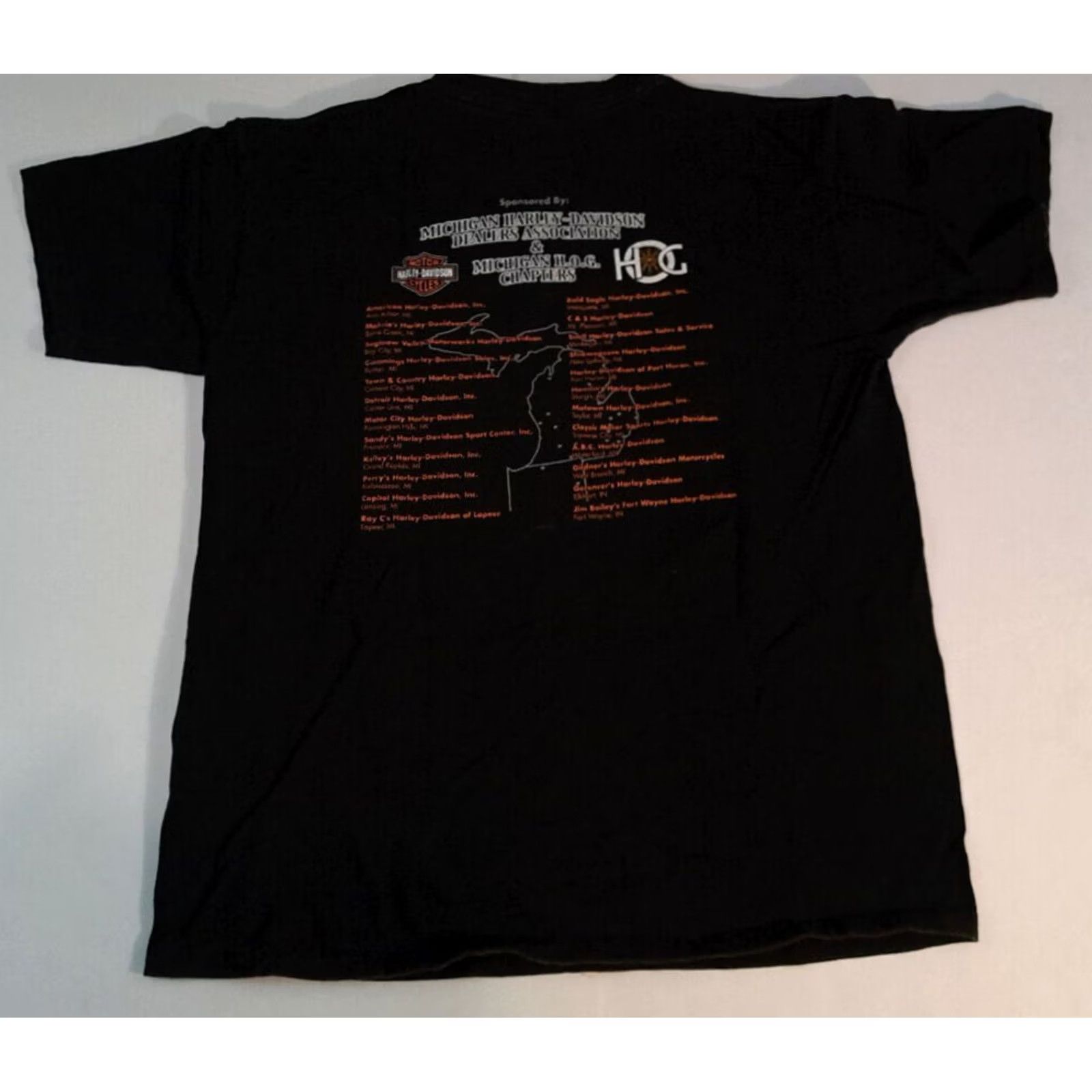 Harley Davidson Harley-Davidson T-Shirt XL Black USA Men Short Sleeve Graphic 2001 Michigan H.O.G. Rendezvous Bike Dealer Size US XL / EU 56 / 4 - 6 Thumbnail