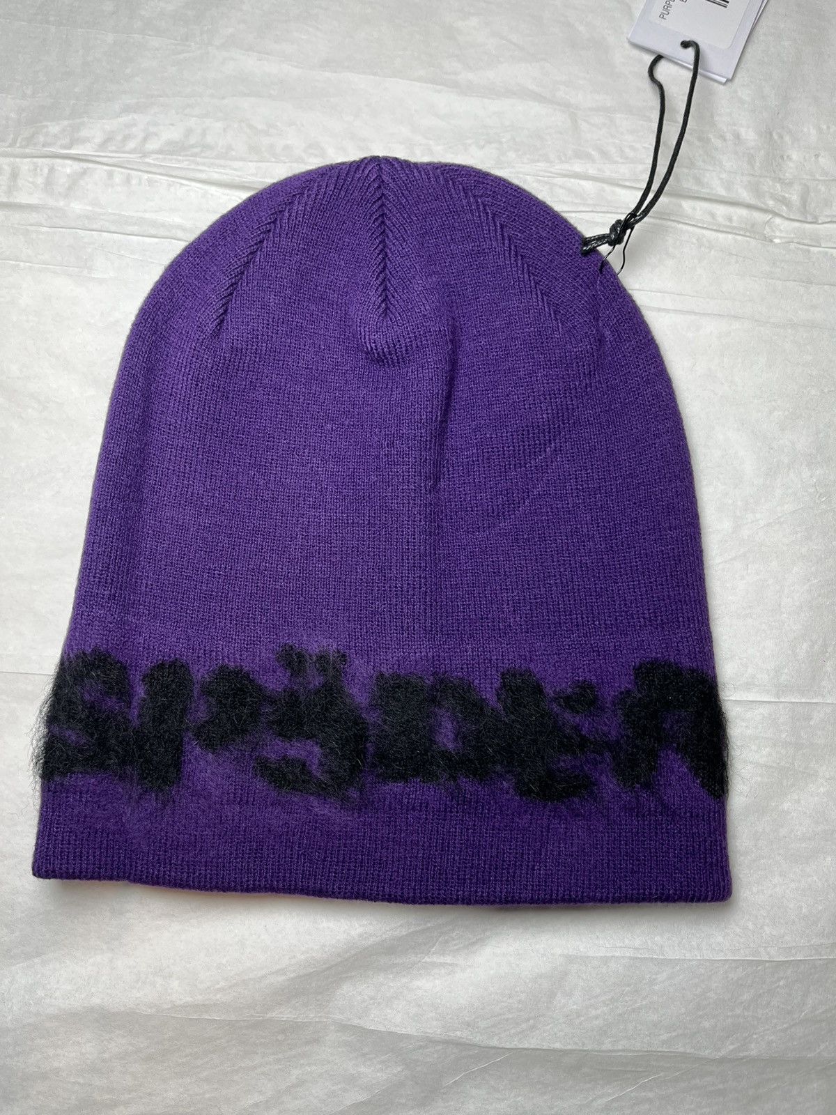 Sp5der Purple Fuzzy Sp5der Mohair Beanie Size ONE SIZE - 1 Thumbnail