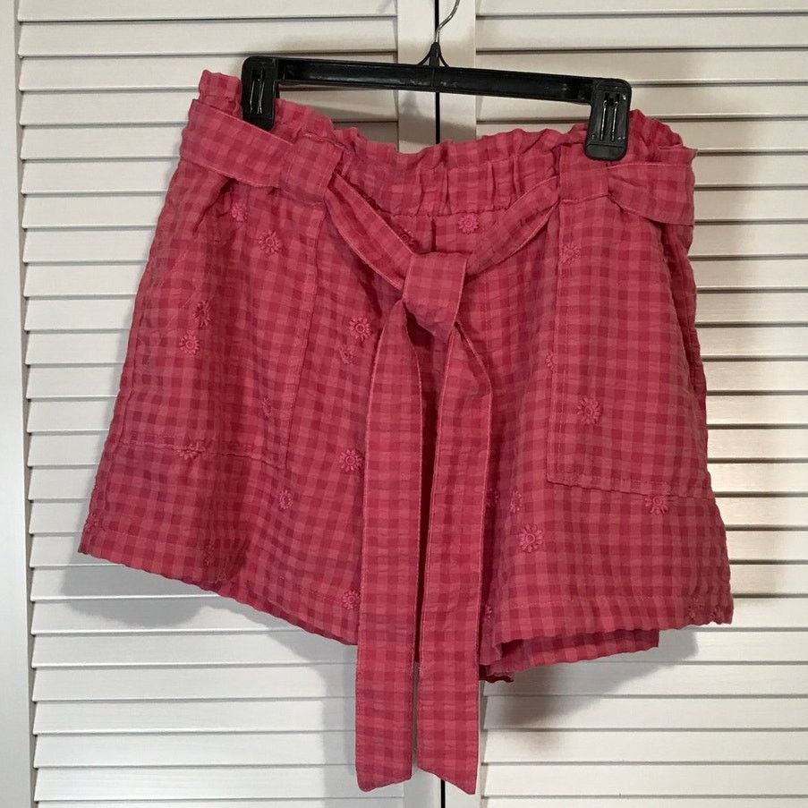 Other Time and Tru Pink Gingham Plaid Floral High Rise Shorts XL Size 36" / US 14 / IT 50 - 1 Thumbnail