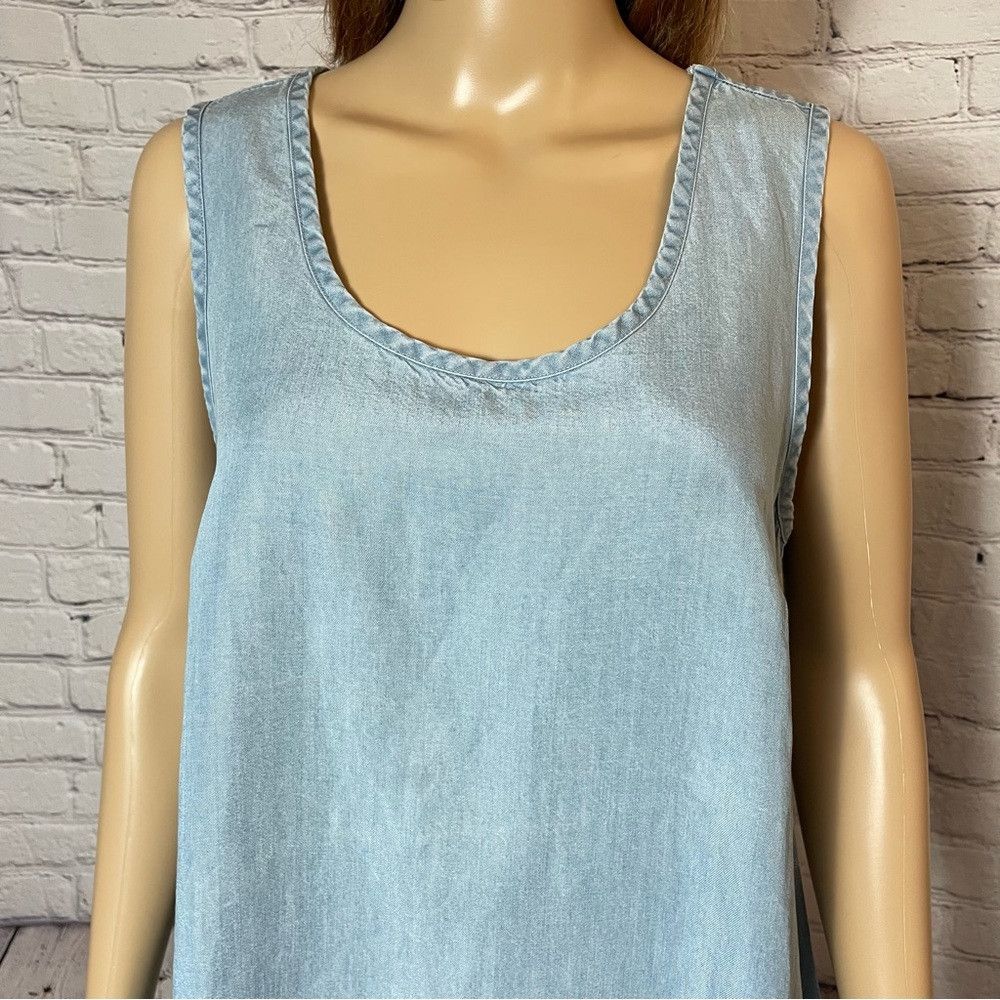 Other Soft Surroundings Timely Blue Chambray Sleeveless Tank Top Size S / US 4 / IT 40 - 2 Thumbnail