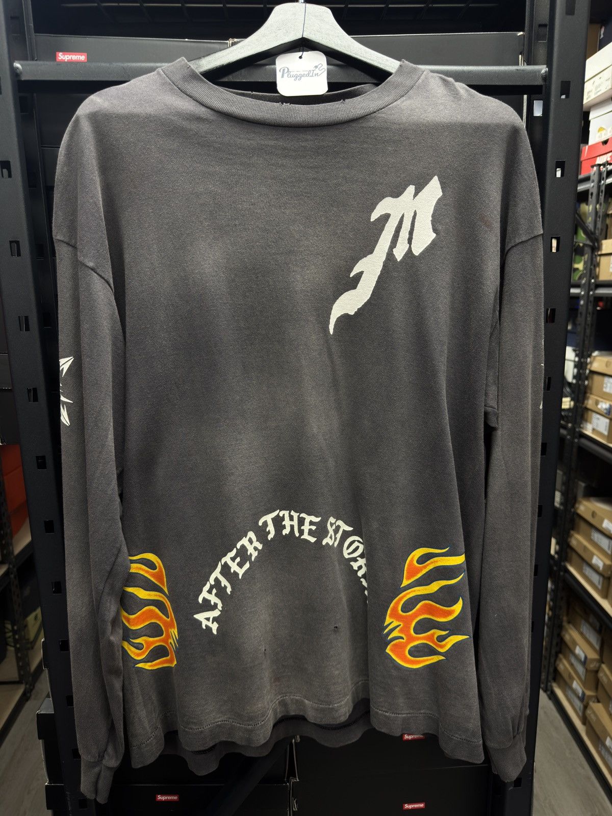 Saint Michael Distressed Long Sleeve Graphic Tee