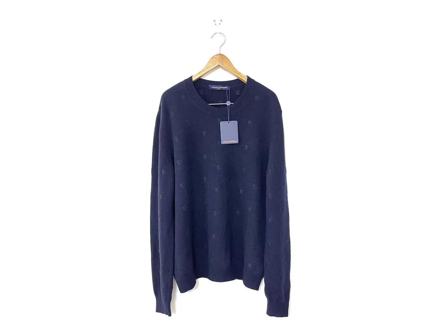 Louis Vuitton LV Navy Blue Full Logo Embroidered Sweater Size US XXL / EU 58 / 5 - 1 Thumbnail