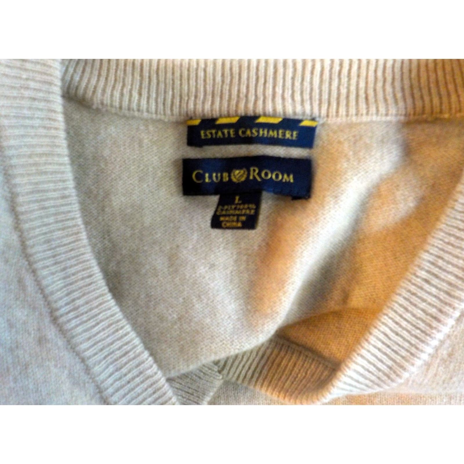 Club Room VINTAGE CLUB ROOM 100% 2PLY CASHMERE V-NECK PULLOVER SWEATER Beige Mens Size LG Large Size US L / EU 52-54 / 3 - 4 Thumbnail