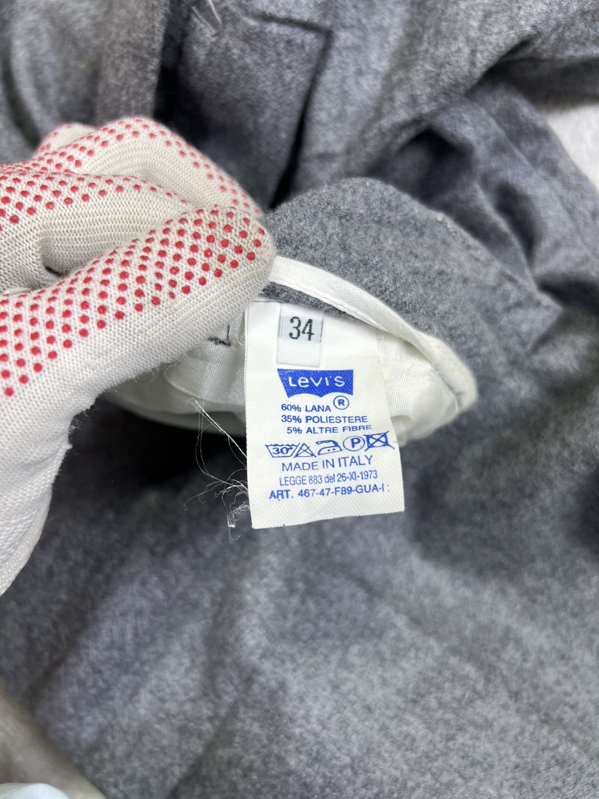 Levi's Vintage Clothing Vintage 1990s Levi’s Made in Italy Wool Blend Grey Wide Leg Size US 34 / EU 50 - 5 Thumbnail