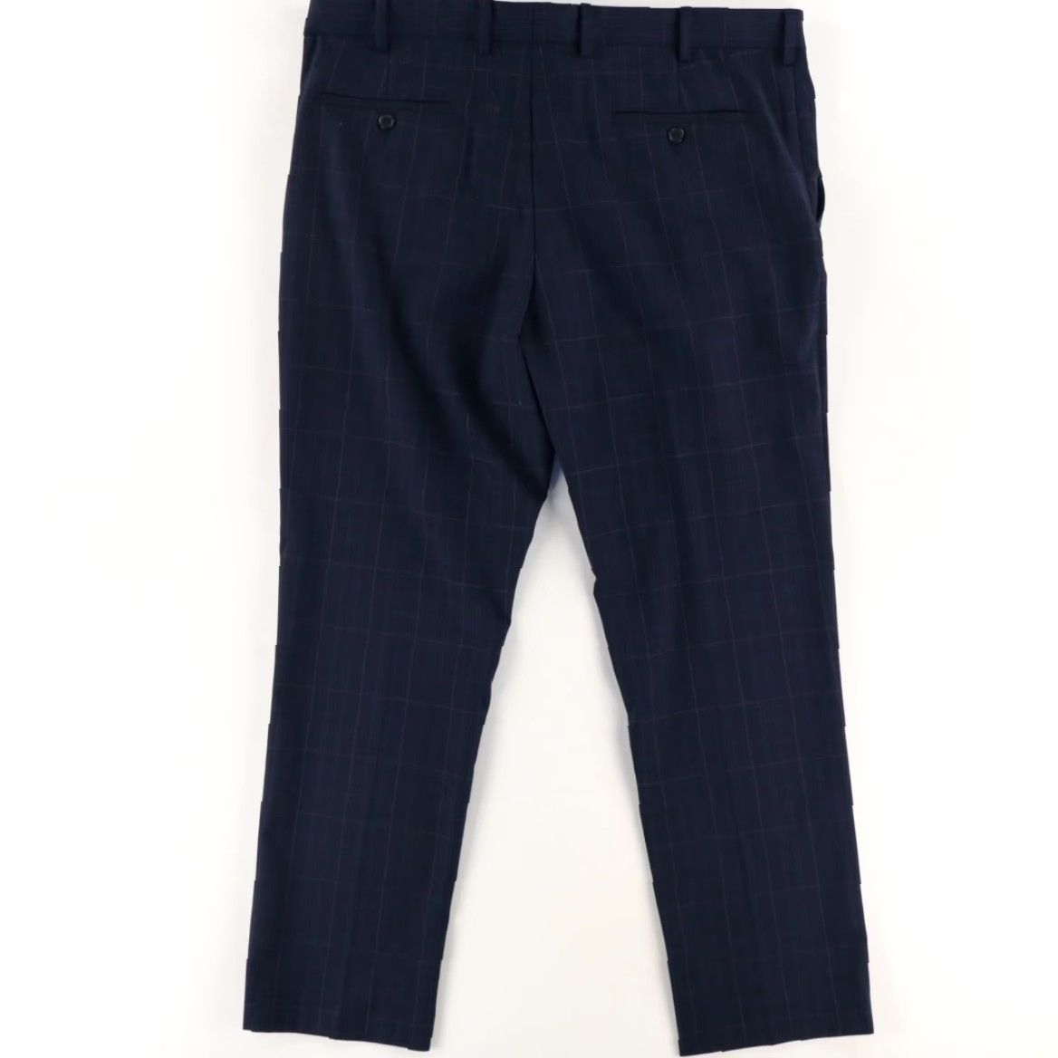 Murano Murano Slim Fit Chino Pants Navy Plaid Men's 38 - Alex Slim Fit Polyester Woven Casual Trousers Size US 38 / EU 54 - 4 Thumbnail
