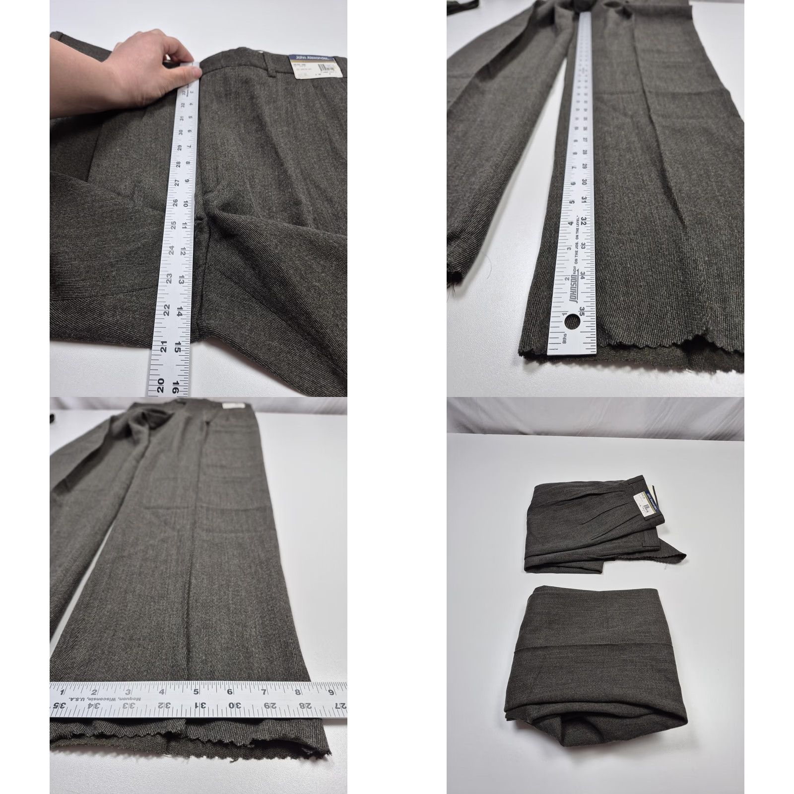 Vintage VTG John Alexander Dress Pants Men's 38x36 Gray Wool Pleated Straight Unhemmed Size US 38 / EU 54 - 8 Thumbnail