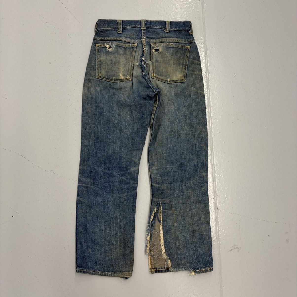 Other Vintage 50s Blue Distressed Workwear Jeans 24x23 Size 24" / US 00 / IT 34 - 3 Thumbnail