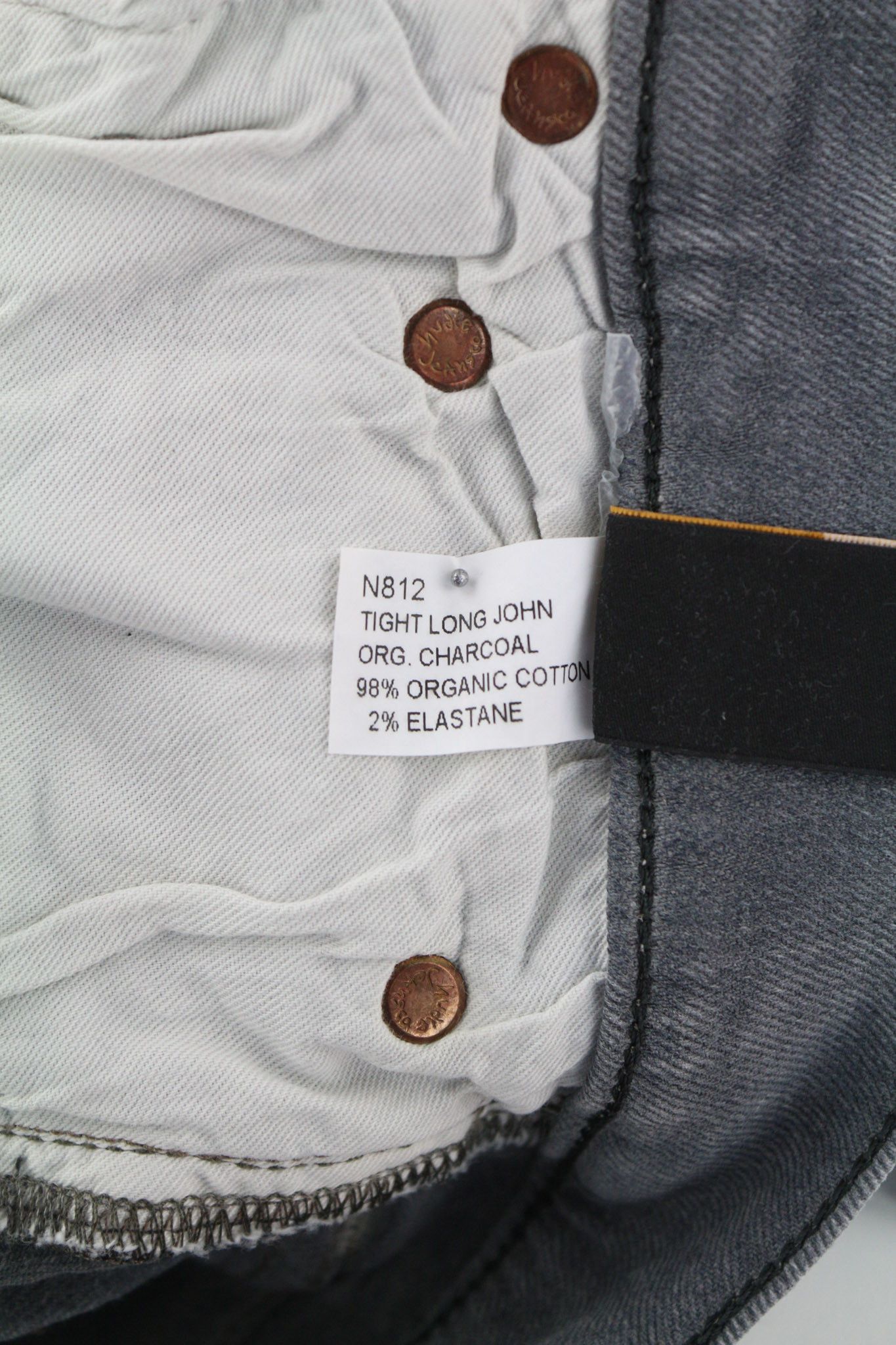 Nudie Jeans TIGHT LONG JOHN W29/L32 Organic Charcoal Slim Fit 80672 Size US 29 - 7 Thumbnail