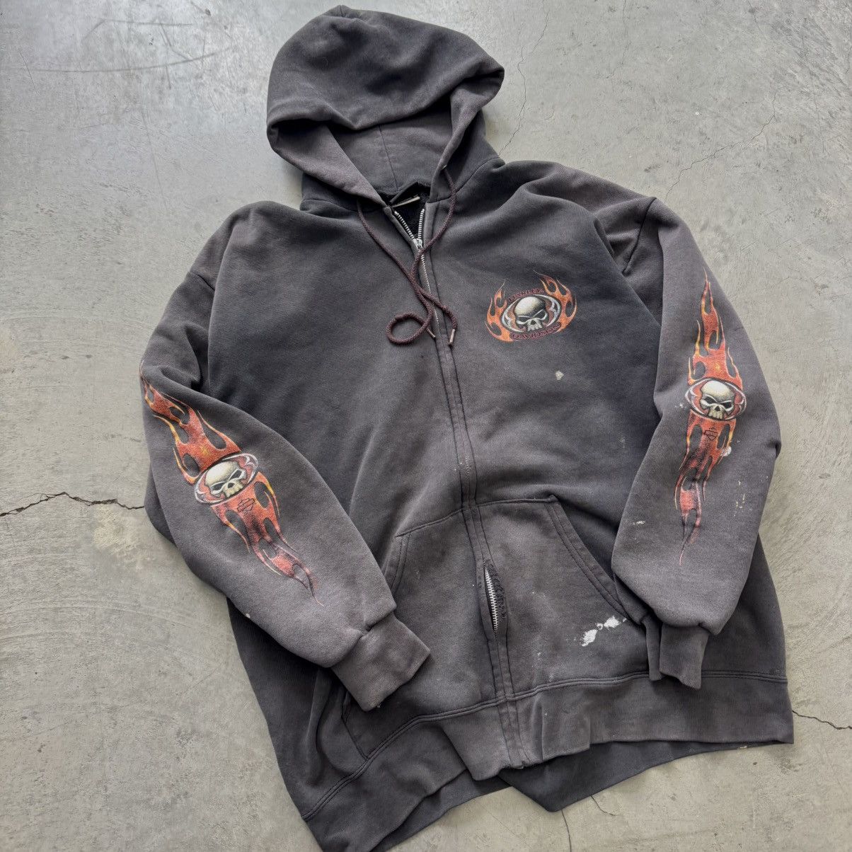 Harley Davidson Vintage ERD Style Chrome Flame Harley Davidson Zip Up Hoodie Size US XL / EU 56 / 4 - 2 Thumbnail