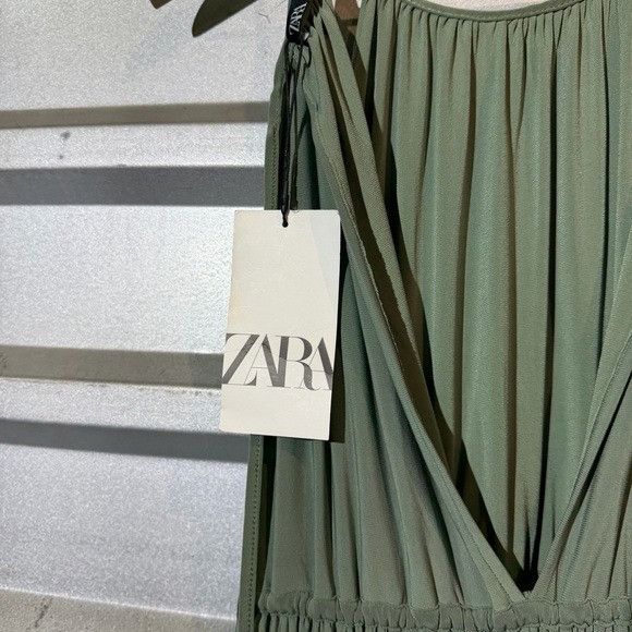 Zara NWT Zara Olive Green Maxi Dress Small S Size S / US 4 / IT 40 - 2 Thumbnail