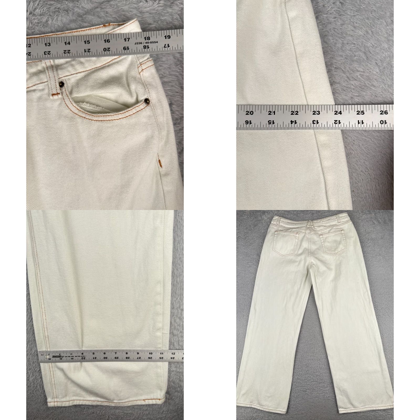 Lioness Lioness Jeans Womens 2XL White Wide-Leg 100% Cotton Mid Rise Zip Fly 36x32 Denim Distressed Logo Embroidered 5-Pocket Regular Mens Womens Size 40" / US 18 - 9 Thumbnail