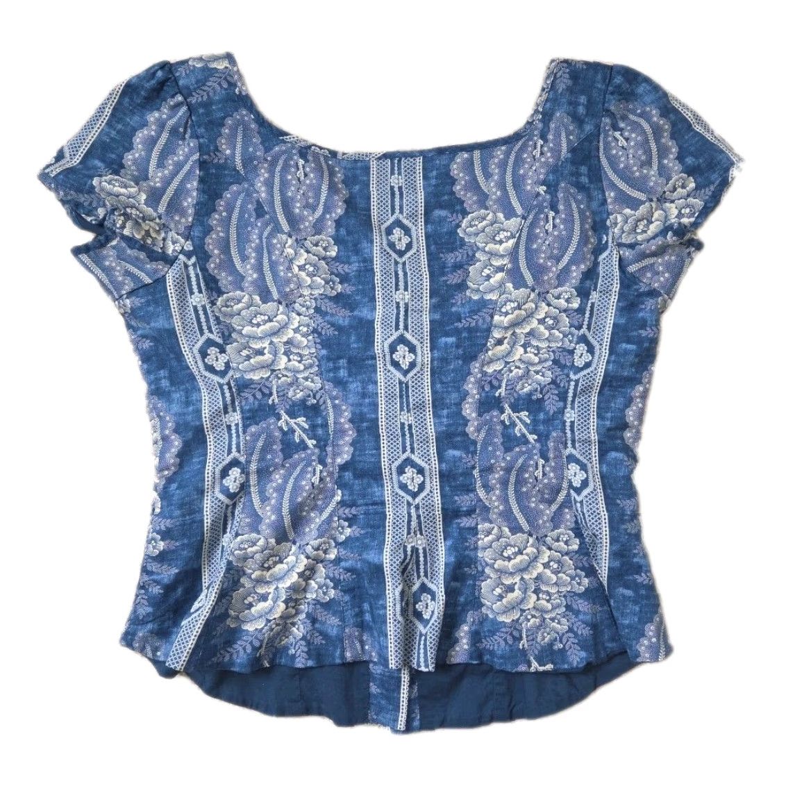 Polo Ralph Lauren VINTAGE Polo by Ralph Lauren Polo Ralph Lauren Midnight Indigo Blue Floral Peplin Top 4 Small NYOT? Size S / US 4 / IT 40 - 4 Thumbnail