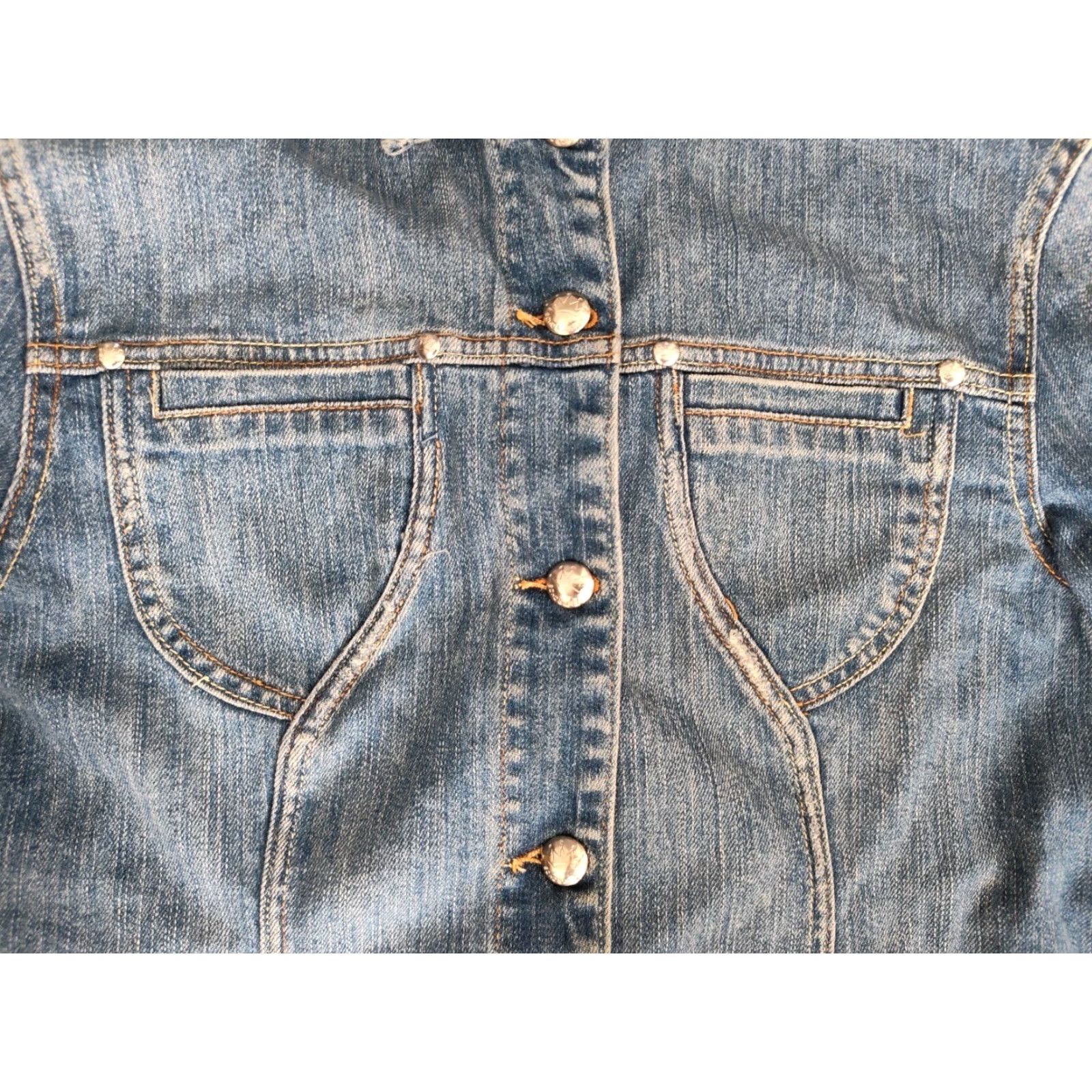 Denime VINTAGE SOHO & JAGGER Denim Jean Jacket Size 42 Women's Blue Mid-Length Biker 80s 90s Size 28" / US 6 / IT 42 - 4 Thumbnail
