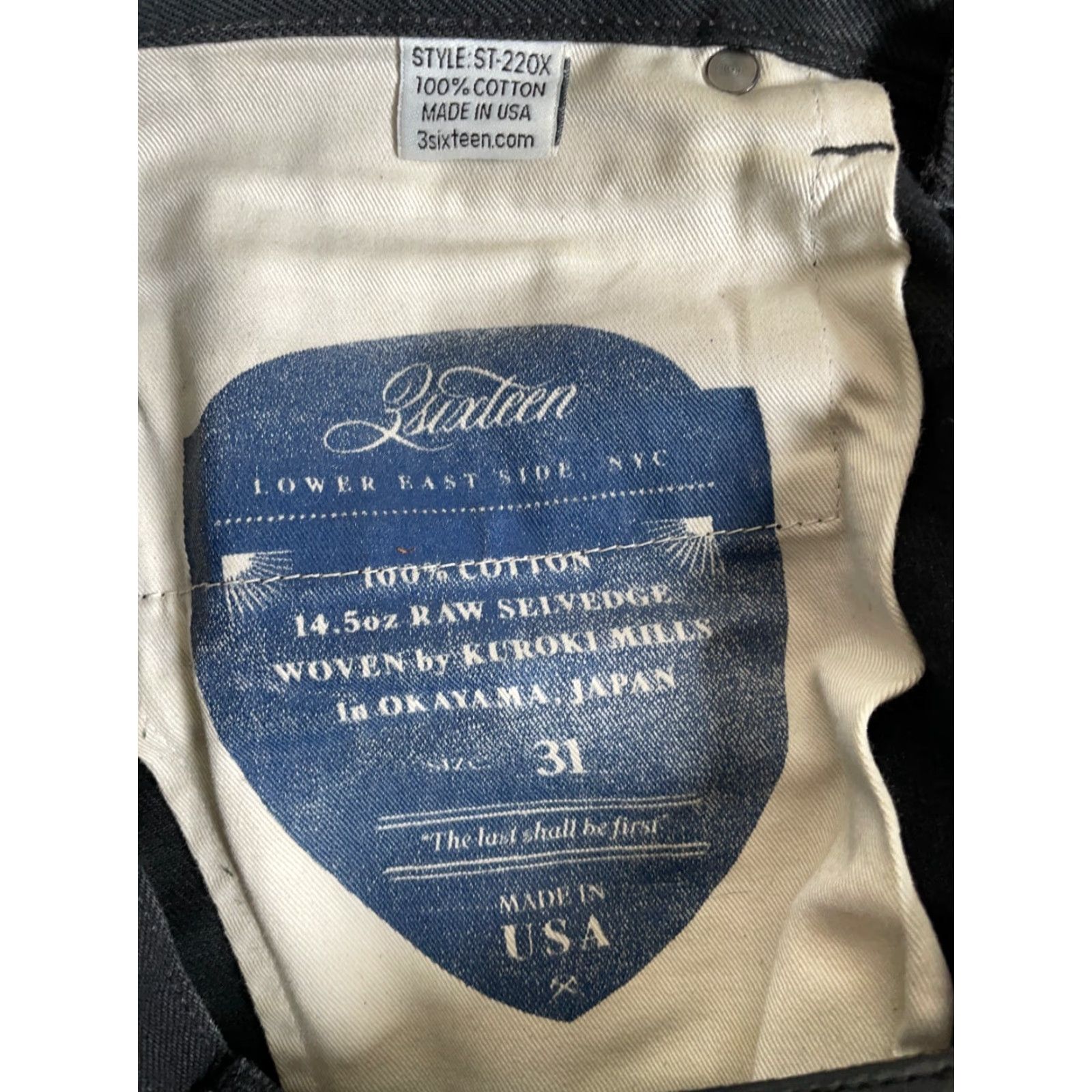 3sixteen 3Sixteen ST-220X Double Black Selvedge Jeans Men's 31 Slim Tapered 14.5 Oz Denim Size US 32 / EU 48 - 3 Thumbnail