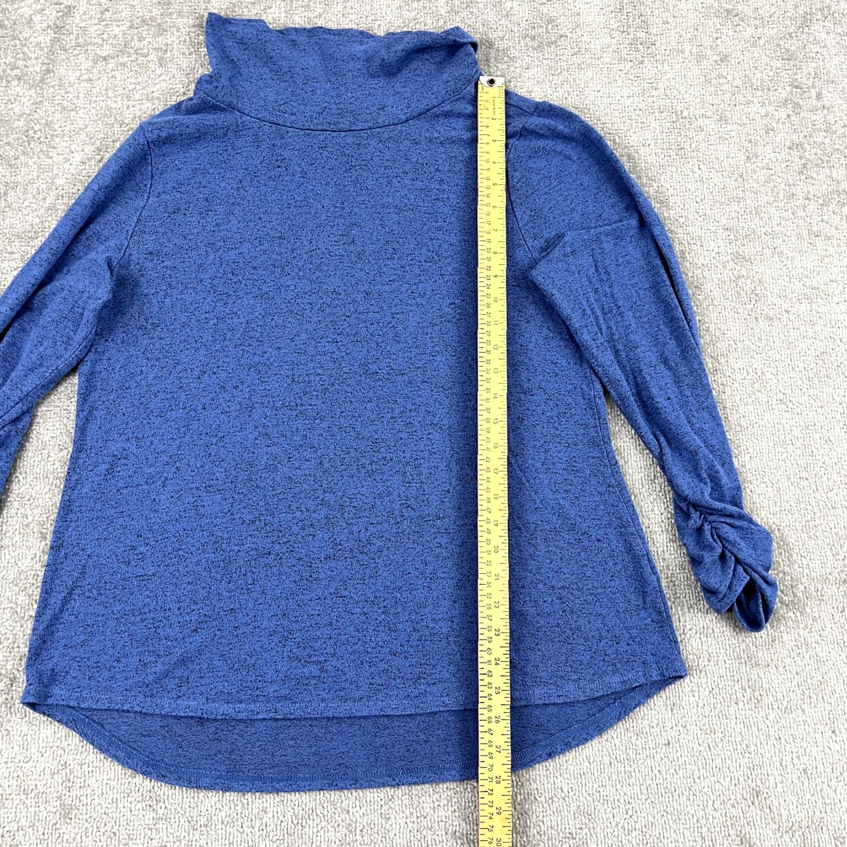 Habitat HABITAT Clothes To Live Shirt Women Large Blue Mock Cinched Sleeves Sweatshirt Size L / US 10 / IT 46 - 3 Thumbnail