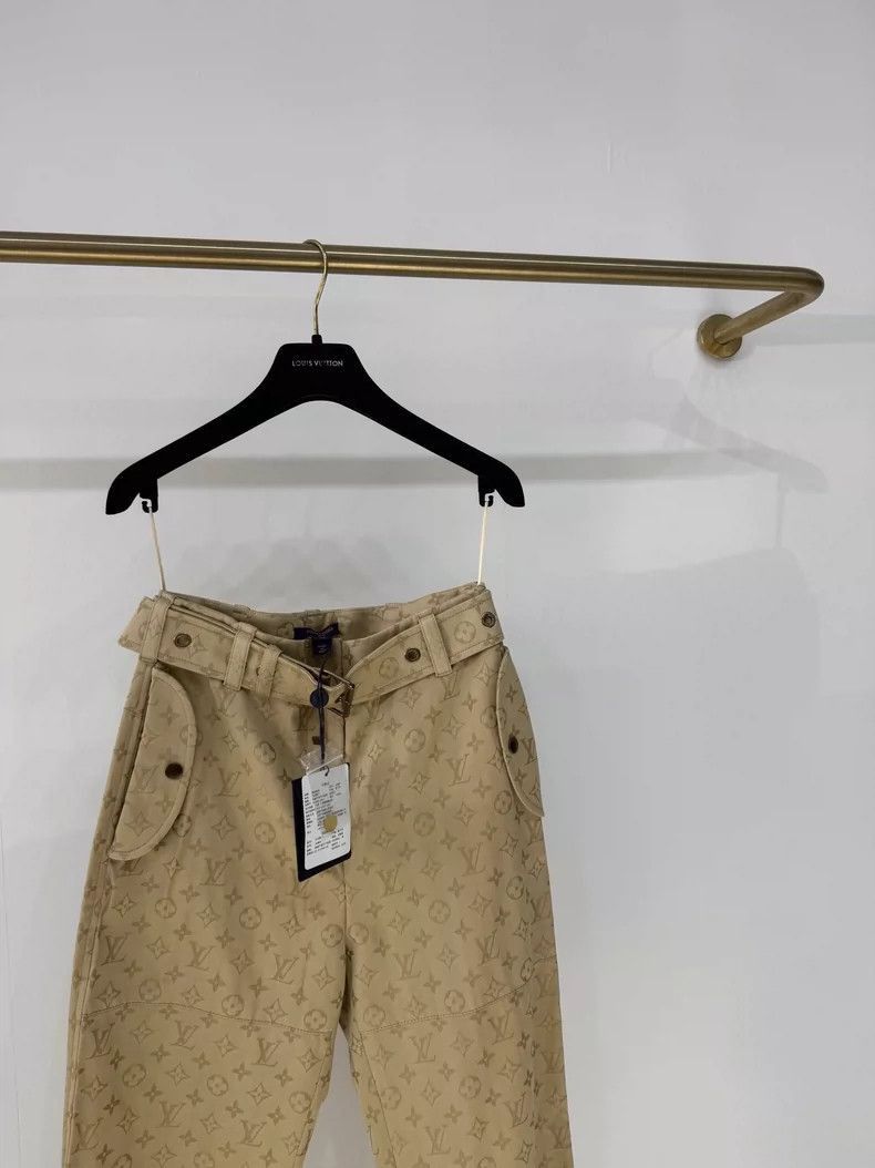Louis Vuitton New LV Khaki Logo Women's Long Pants-2506 Size 33" - 3 Thumbnail
