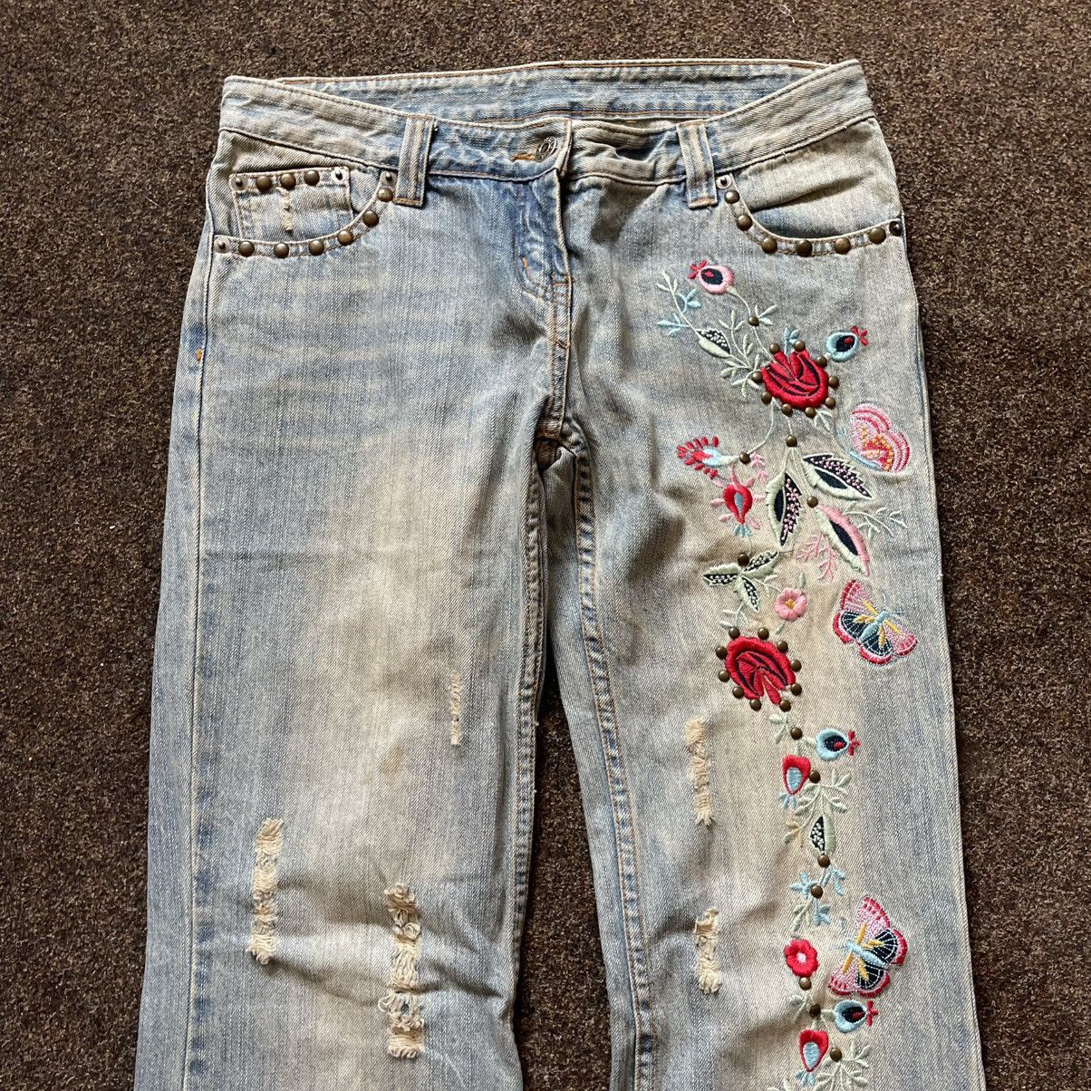 Vintage Vintage Y2K Floral Distressed Bootcut Jeans Streetwear 34 Size 34" / US 12 / IT 48 - 3 Thumbnail