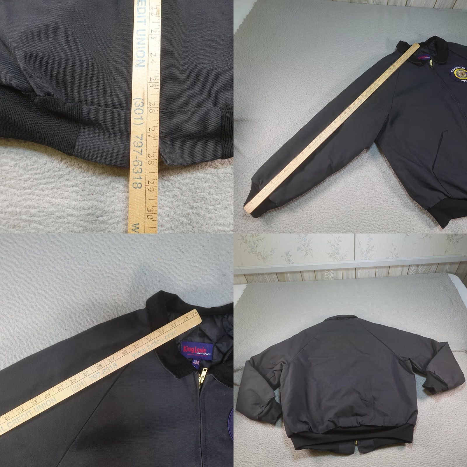 Vintage VINTAGE King Louie Bomber Jacket Mens L Black USA Patriotic American Legion Post 553 Embroidered Logo Zip Front Padded Quilted Lined Casual Winter Size US L / EU 52-54 / 3 - 8 Thumbnail