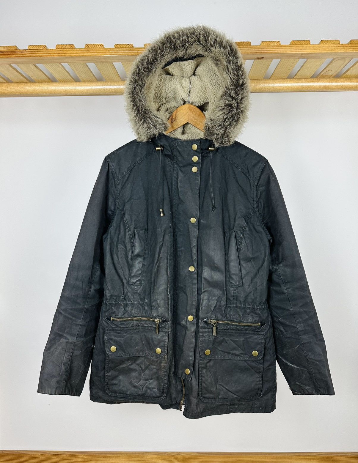 Barbour Barbour Waxed Jacket Kelsall Parka Fur Hooded Distressed Size M / US 6-8 / IT 42-44 - 1 Thumbnail