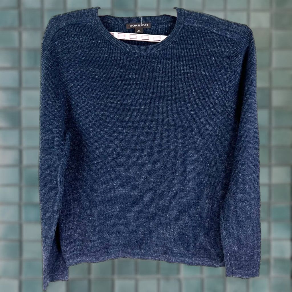 Michael Kors MICHAEL KORS Wool Blend Pullover Sweater XL Blue Crew Neck Long Sleeve Regular Fit Mens Size US XL / EU 56 / 4 - 1 Thumbnail