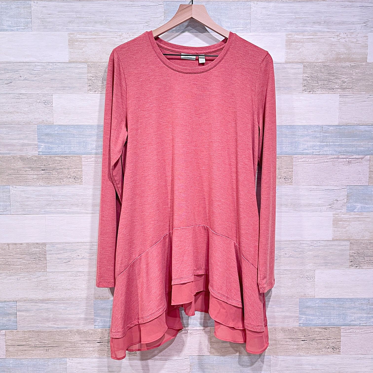 Other LOGO LOUNGE Chiffon Trim Jersey Tunic Top Pink Womens Large Size L / US 10 / IT 46 - 2 Thumbnail