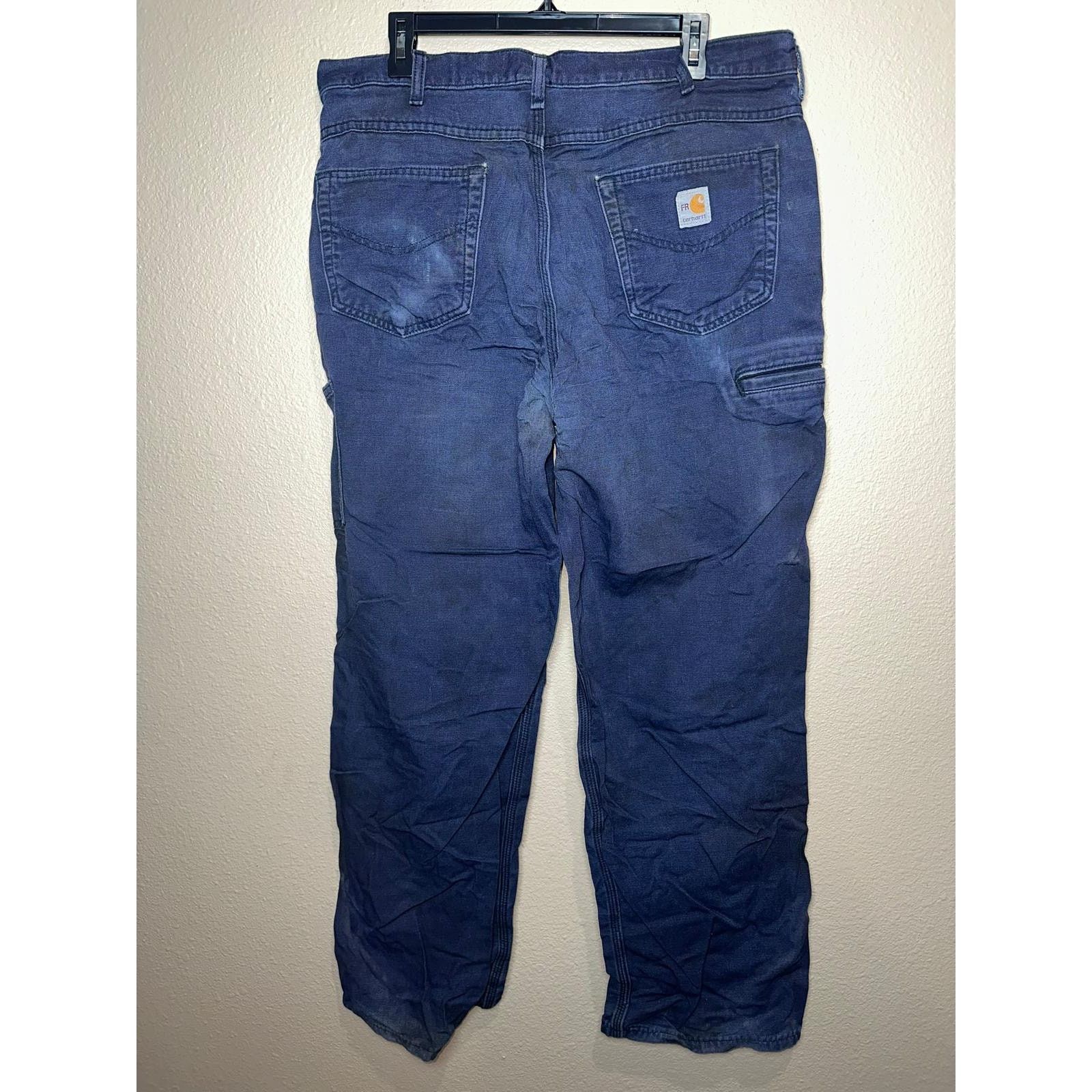 Carhartt 👖 Carhartt Men's Cotton Blend Work Pants Blue 36x32 Size US 32 / EU 48 - 2 Thumbnail