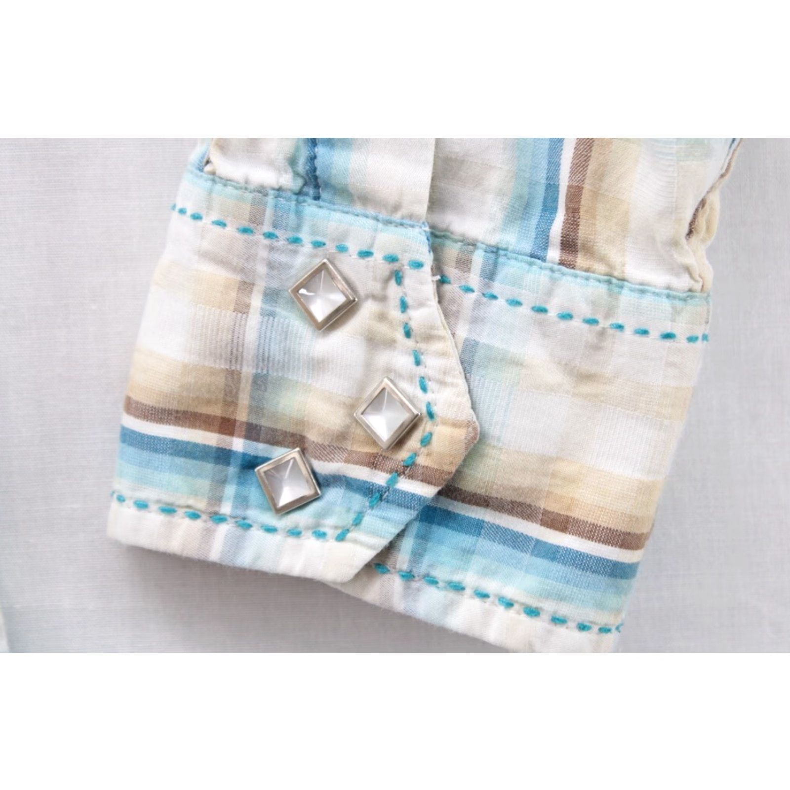 Wrangler VINTAGE Wrangler Western Shirt Men's M Thick Stitch Pearl Snap Diamond Shape Blue Plaid Size US M / EU 48-50 / 2 - 5 Thumbnail