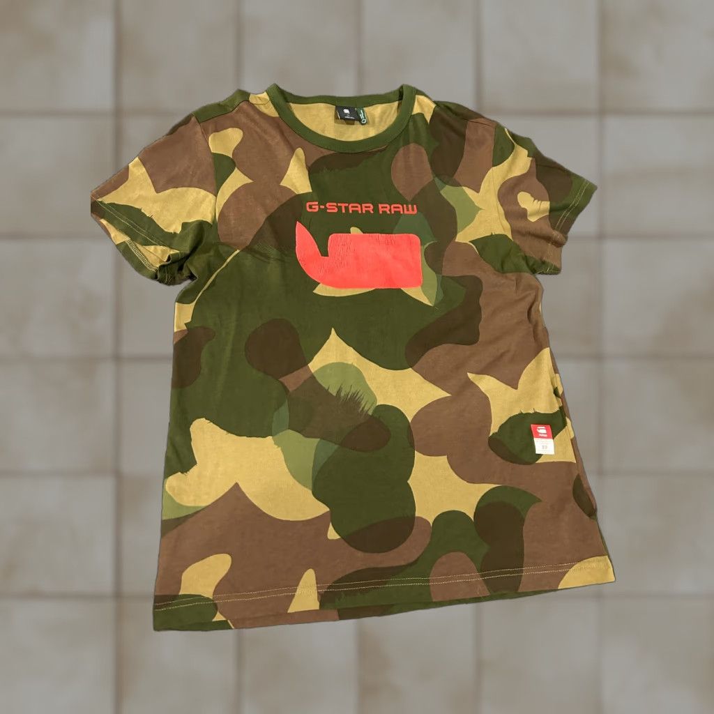 G-Star G-Star T Shirt Mens M Camouflage Logo Graphic Streetwear Crew Neck Short Sleeve Gray Cotton Knit Regular All Seasons Size US M / EU 48-50 / 2 - 1 Thumbnail