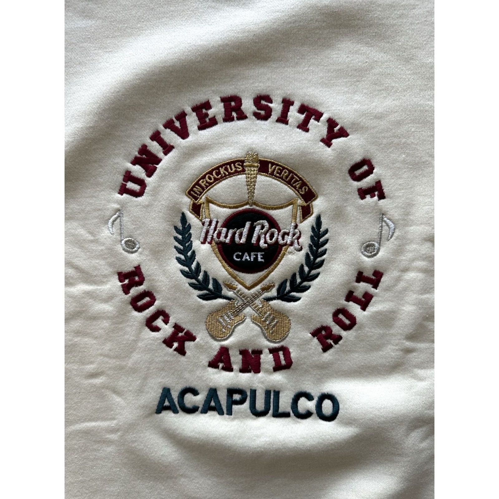 Hard Rock Cafe VINTAGE 90s Hard Rock Cafe Sweatshirt Logo Embroidered Crew Neck XL Men Cream NWOT Size US XL / EU 56 / 4 - 2 Thumbnail