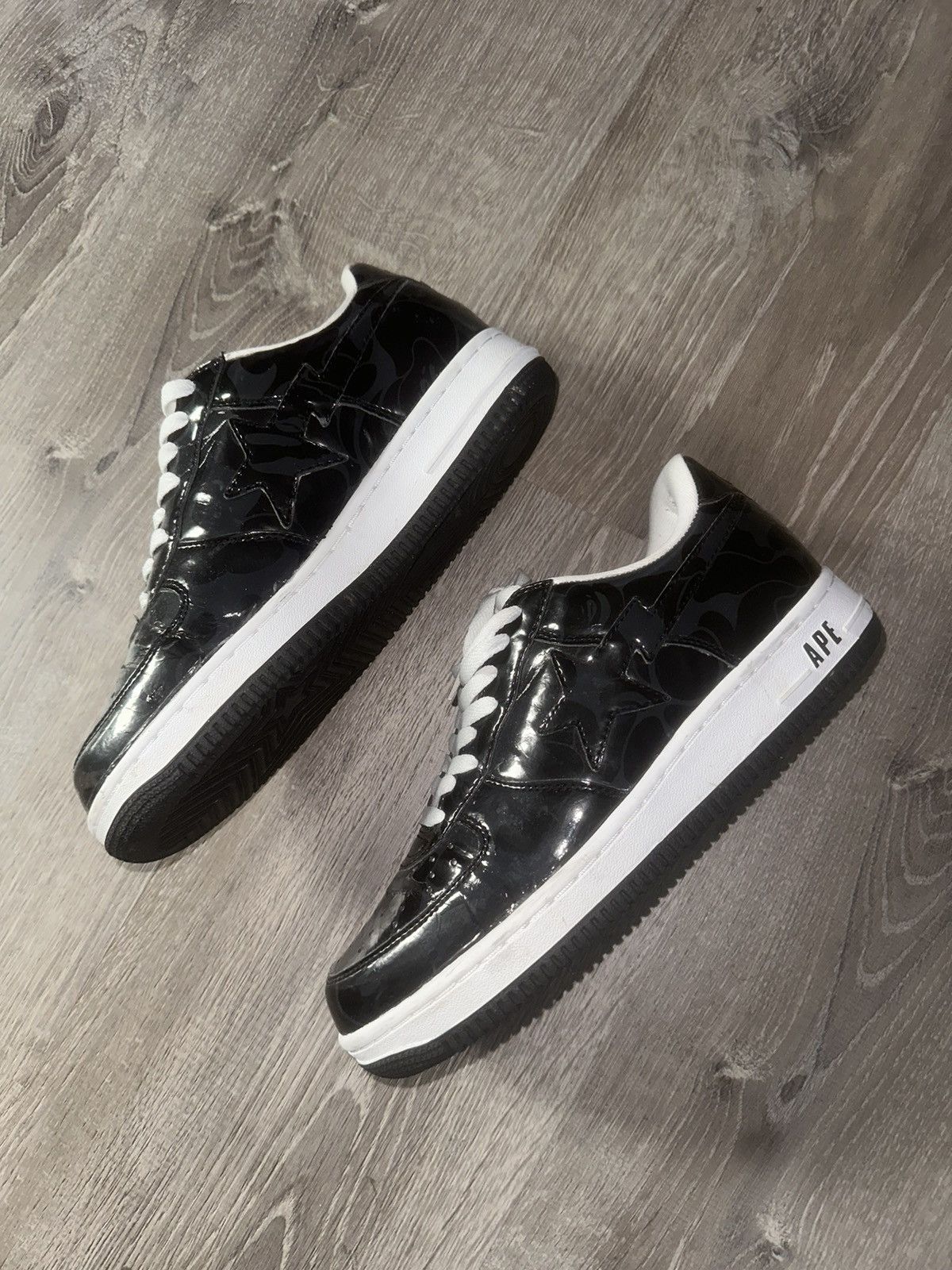 image of Solid Camo Bapesta (2007) Shoes in Black, Men's (Size 8.5)