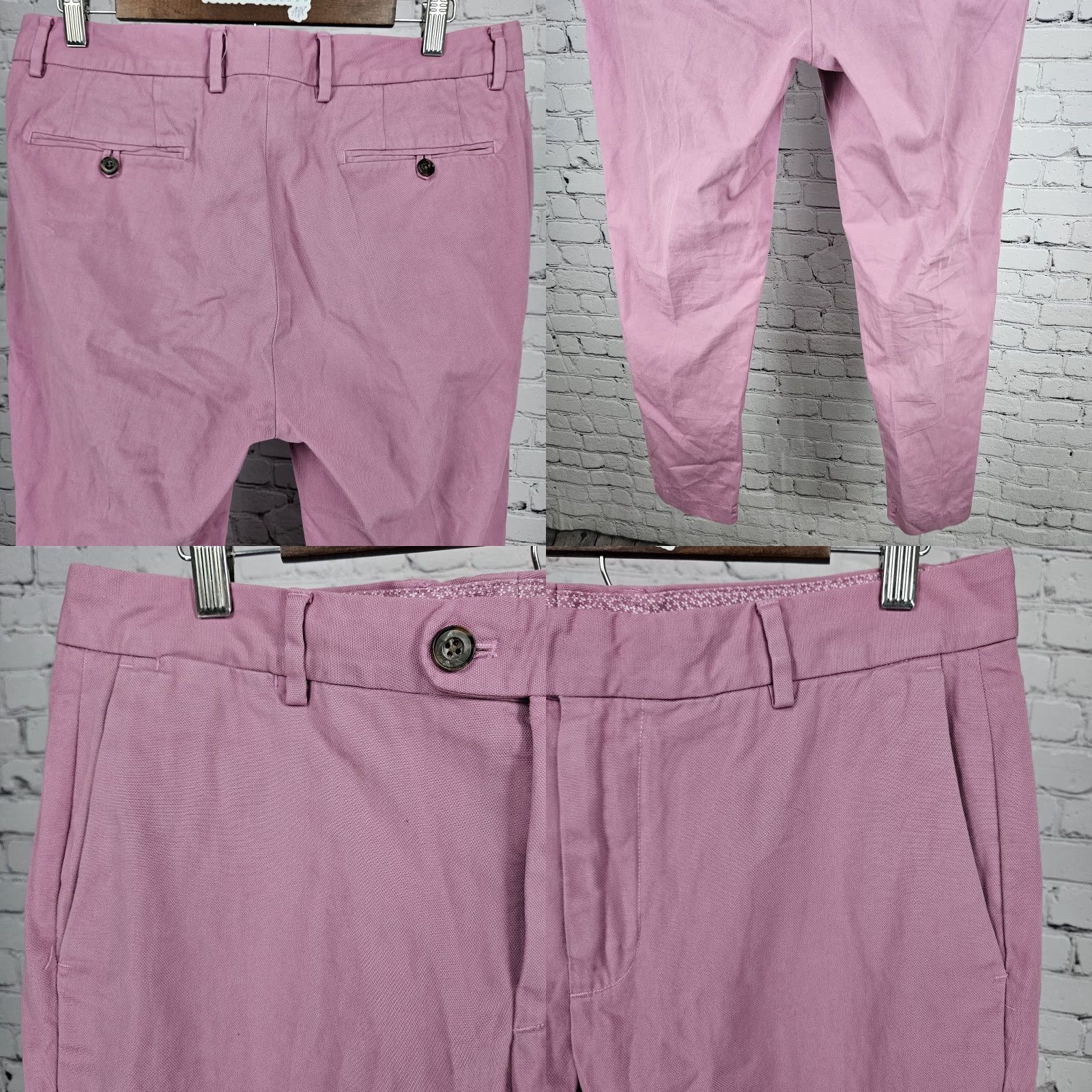 Bonobos Bonobos Pink Slim Taper Cotton Stretch Flat Front Slash Pocket Chino Pants 33x32 Size US 33 - 8 Thumbnail