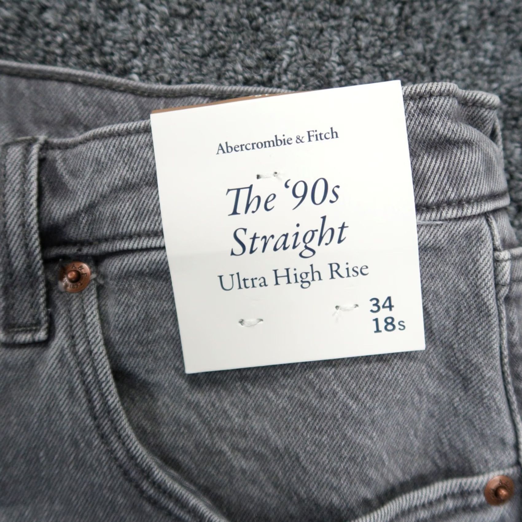 Abercrombie & Fitch Abercrombie & Fitch Jeans Womens 40x28 Gray 90s Straight Ultra High Rise NWT Size 27" / US 4 / IT 40 - 4 Thumbnail