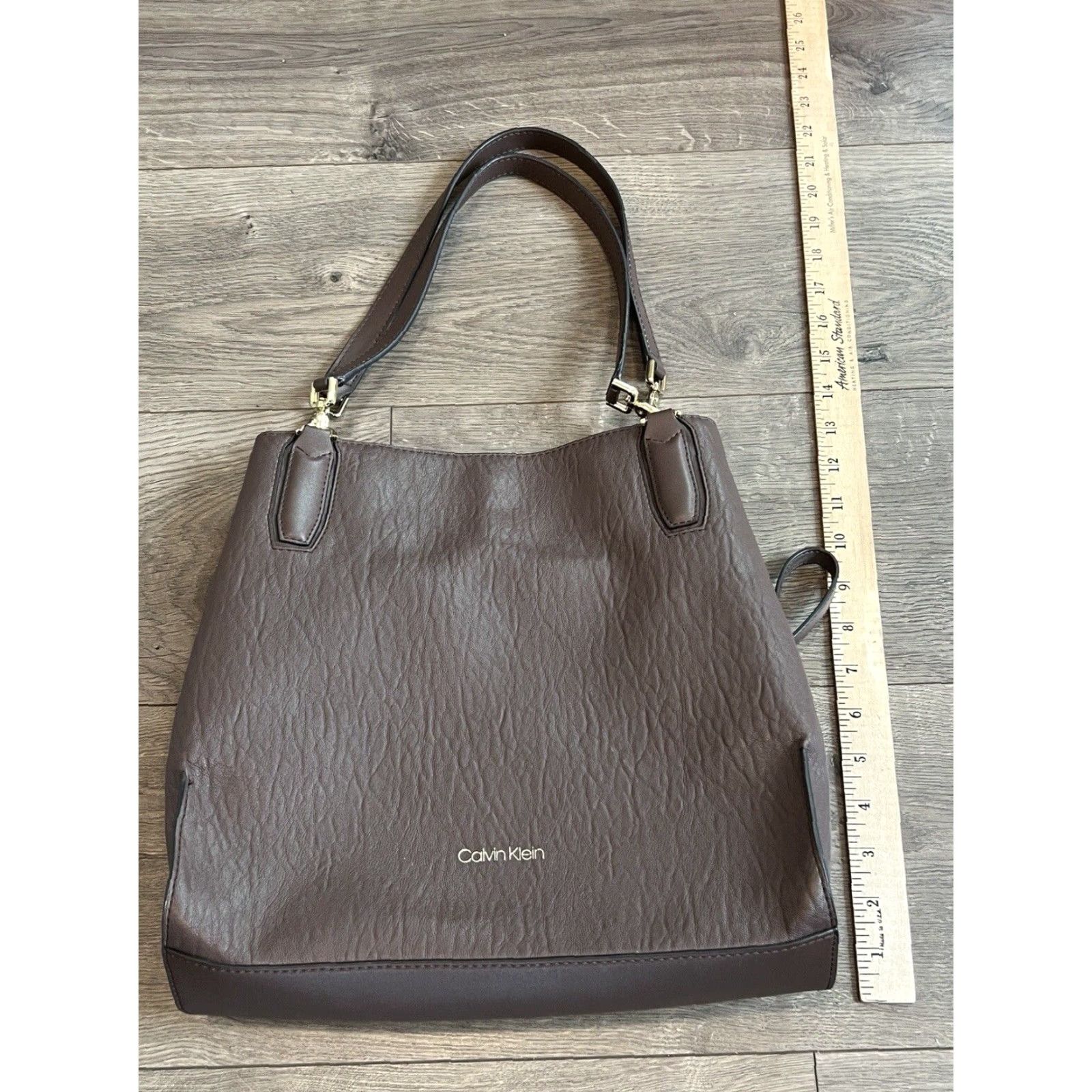 Calvin Klein CALVIN KLEIN VINTAGE Shoulder Tote Bag Faux Leather Brown One Size Business Casual Womens Size ONE SIZE - 2 Thumbnail