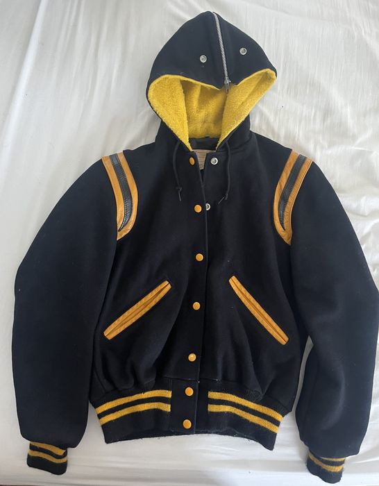 Made In Usa Vintage Teddy Split Hooded Wool Varsity Letterman Jacket ...