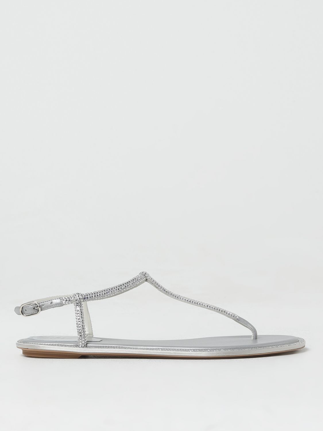 image of Rene Caovilla Flat Sandals Woman Silver, Women's (Size 6)