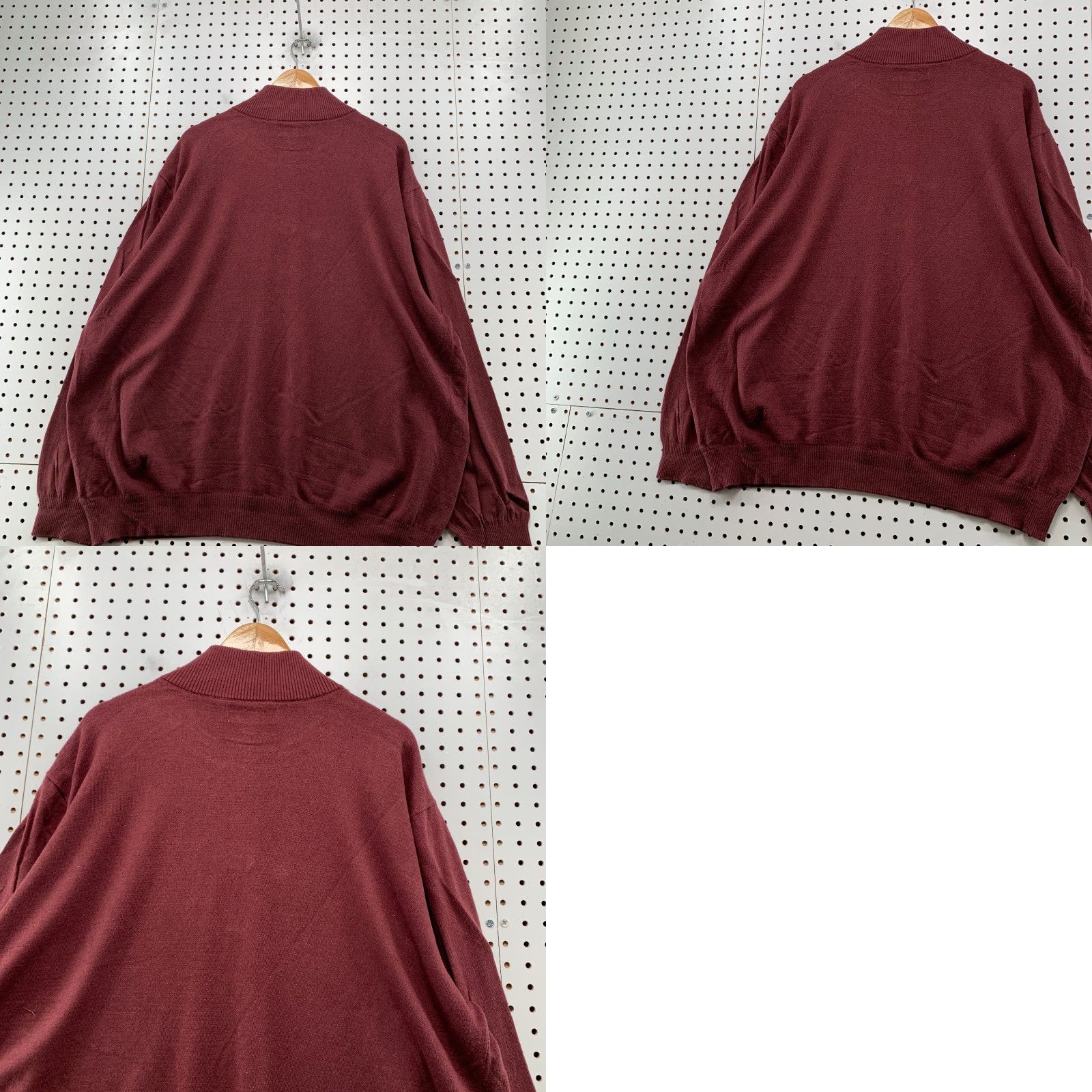 Vintage Hawker Rye Cotton Cashmere Sweater Mens 3XL Maroon 1/4 Quarter Zip Lightweight Size US XXL / EU 58 / 5 - 9 Thumbnail