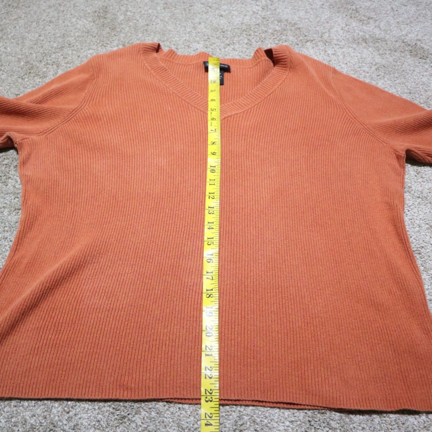 Vintage Lane Bryant Orange Pullover Sweater Long Sleeve Adult Women's Plus Size 22 / 24 Striped Tunic Scoop Neck Womens Size 4XL / US 24-26 - 6 Thumbnail