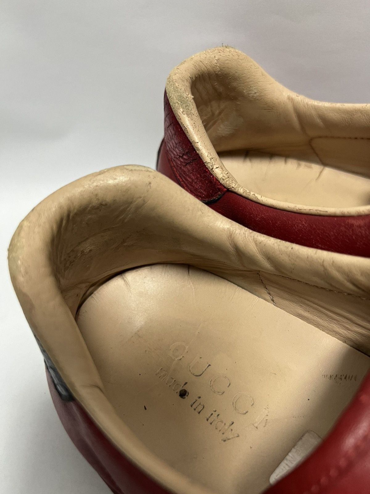 Gucci Gucci - Red Leather Web Ace Low Top Sneakers Size US 6.5 / EU 39-40 - 17 Thumbnail